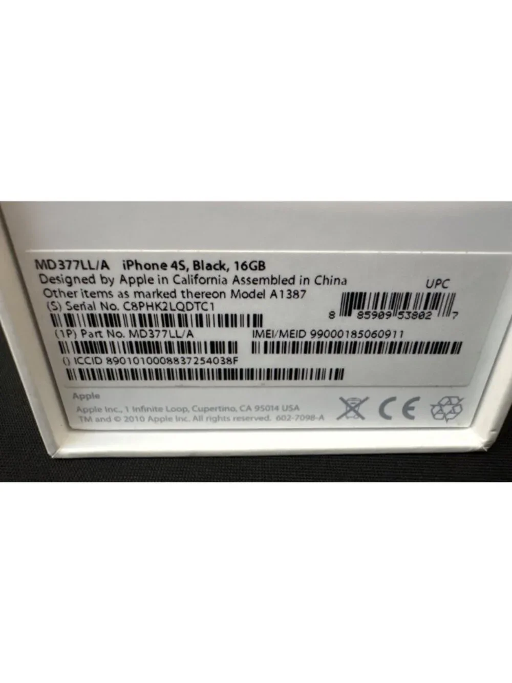 Apple iPhone 4S Black 16GB Empty Box Only